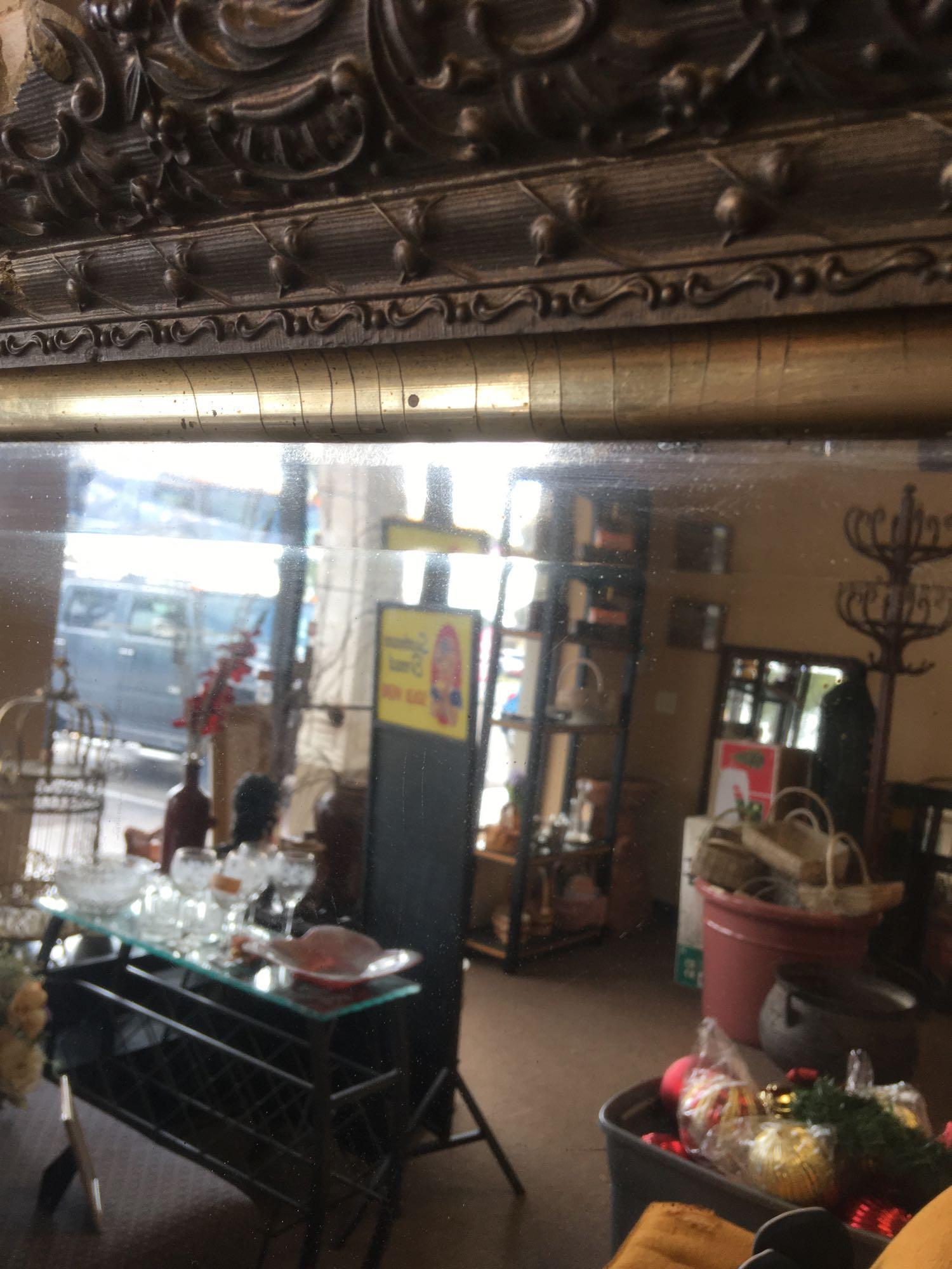 Vintage Framed Beveled Mirror