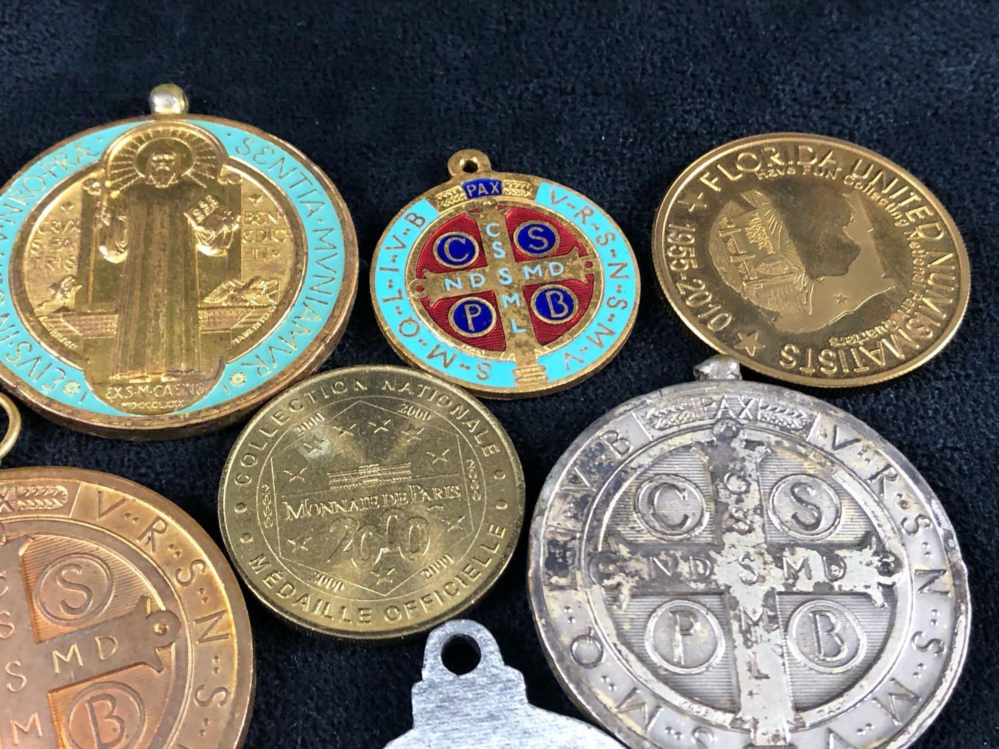 Vintage Lot Of 10 Religious Brass Pewter metals and Rounds