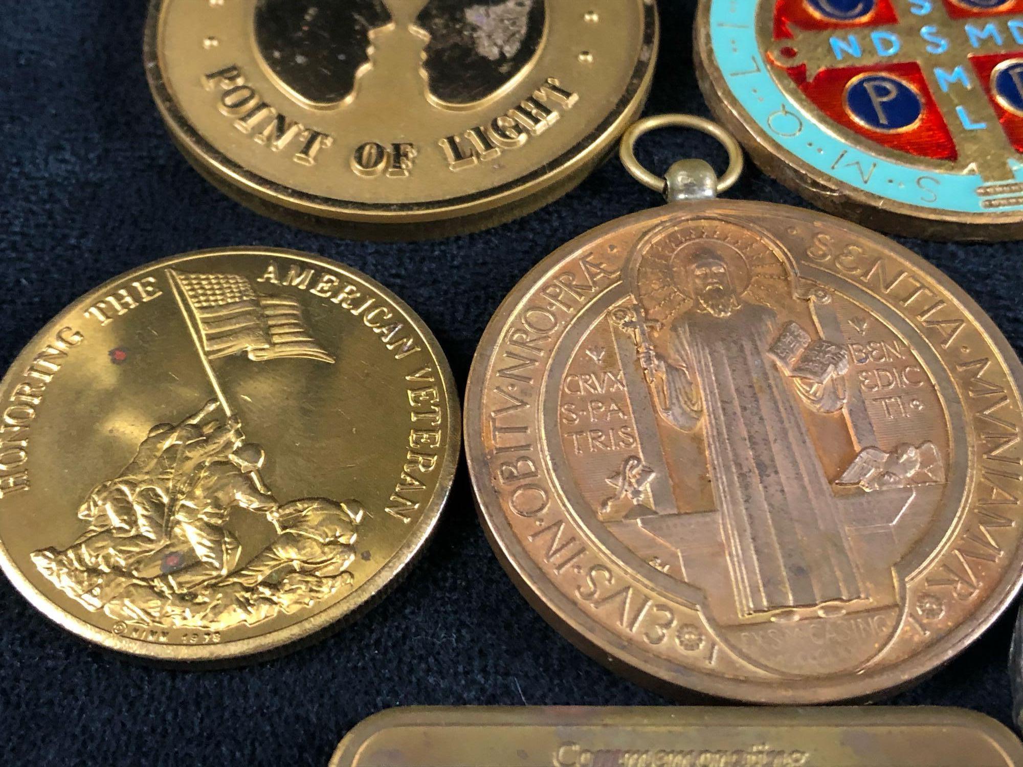 Vintage Lot Of 10 Religious Brass Pewter metals and Rounds