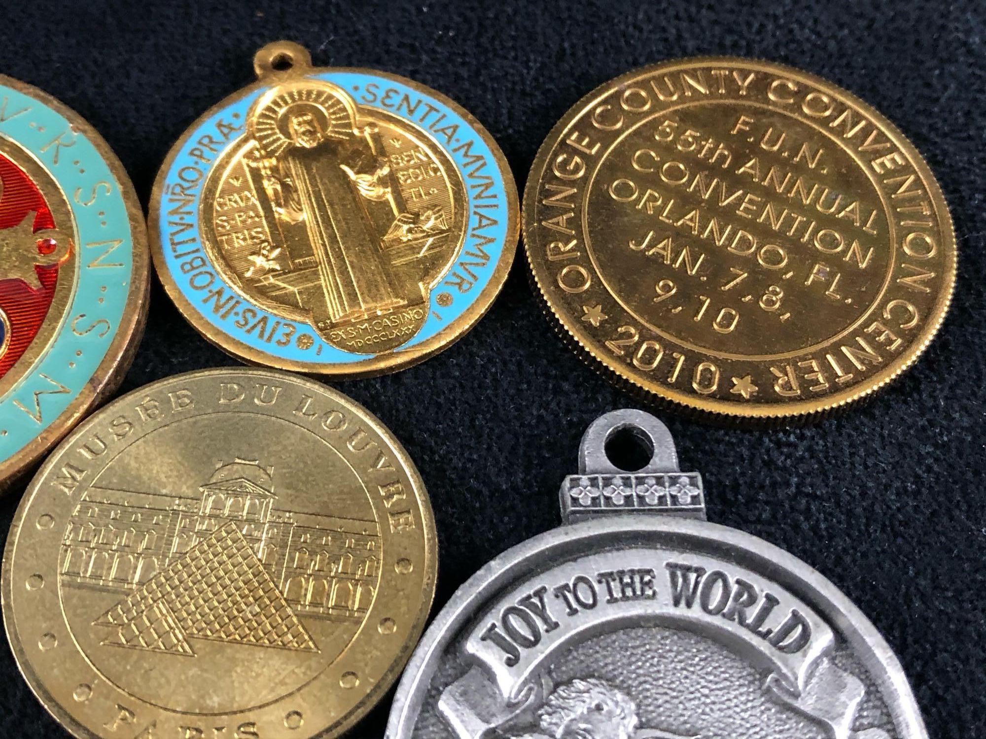 Vintage Lot Of 10 Religious Brass Pewter metals and Rounds