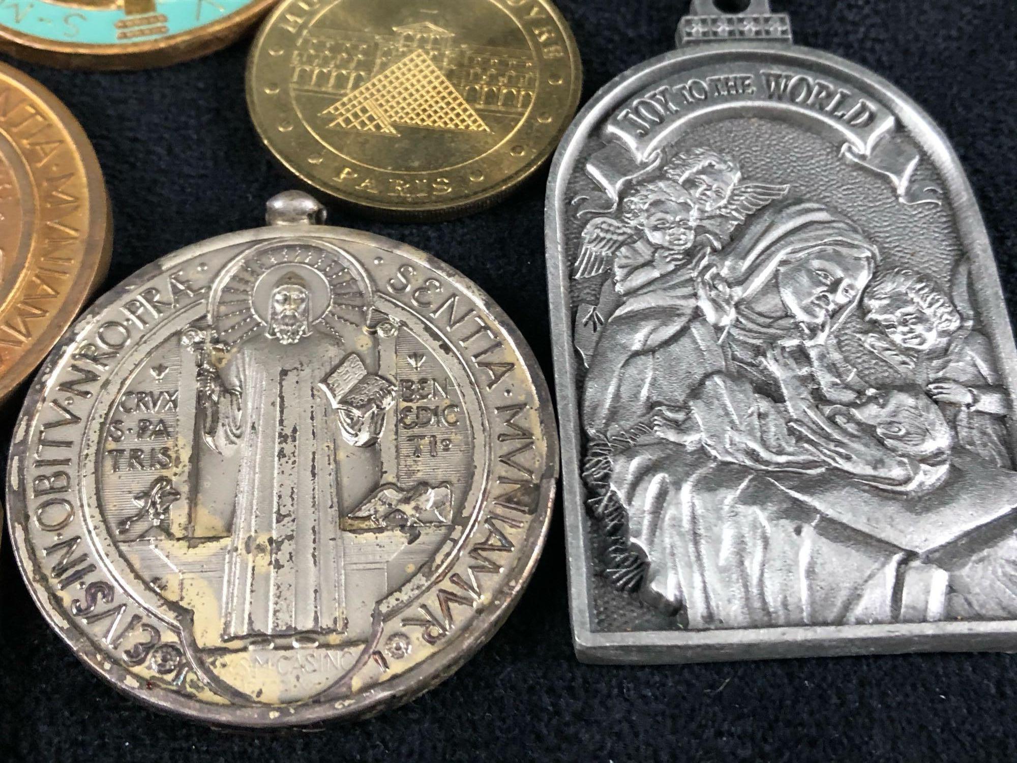 Vintage Lot Of 10 Religious Brass Pewter metals and Rounds