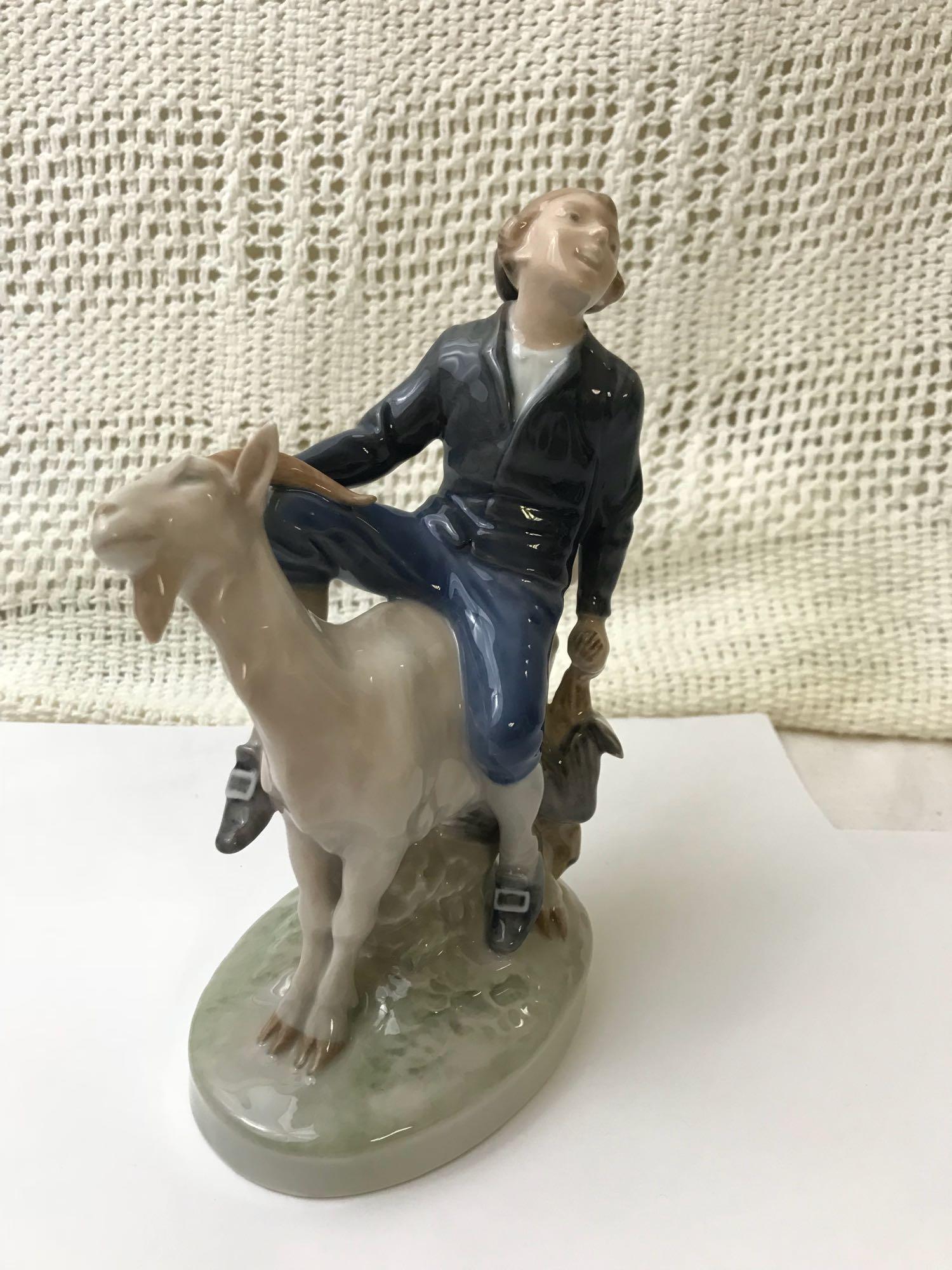 Royal Copenhagen Figurine Boy On Goat