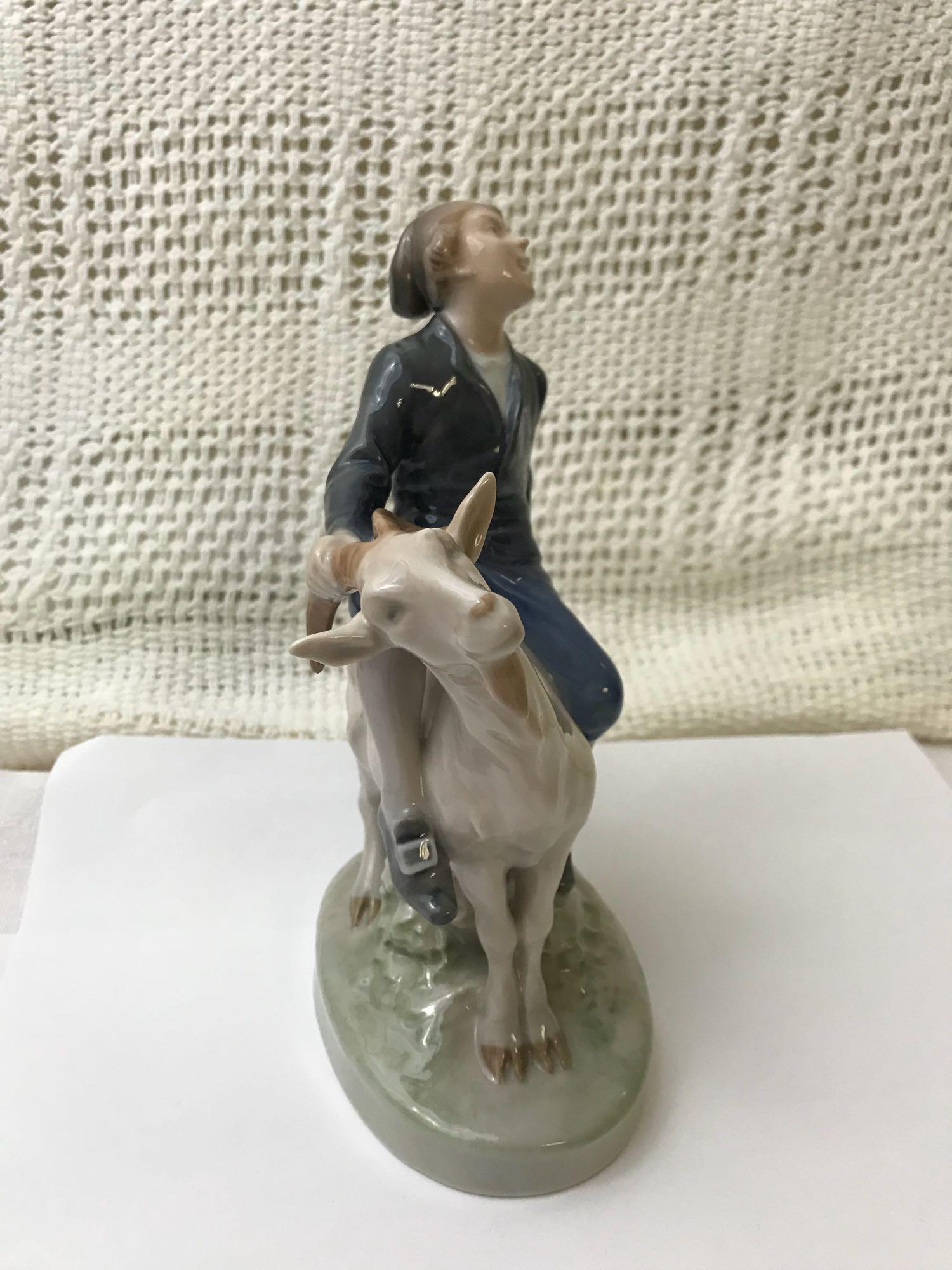 Royal Copenhagen Figurine Boy On Goat
