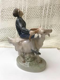 Royal Copenhagen Figurine Boy On Goat