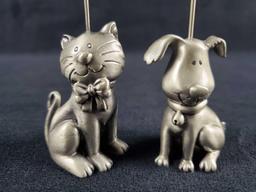 Pewter Dog And Cat Card Holder And Goebel Figure