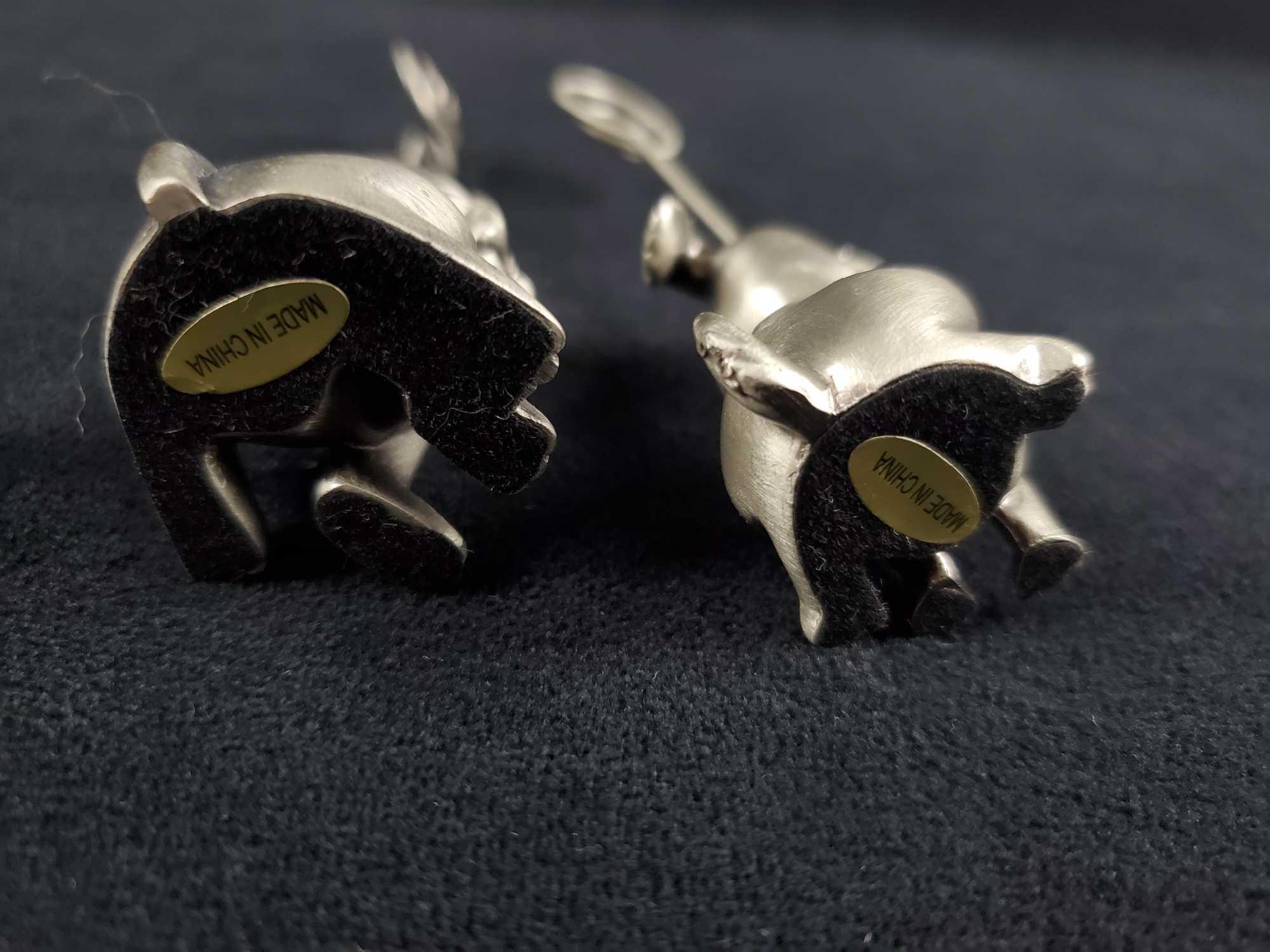 Pewter Dog And Cat Card Holder And Goebel Figure