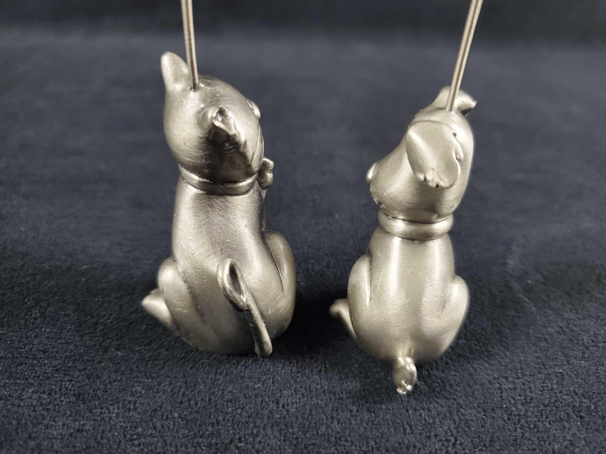 Pewter Dog And Cat Card Holder And Goebel Figure