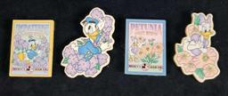 Lot of 4 Donald and Daisy Duck Floral Magnets