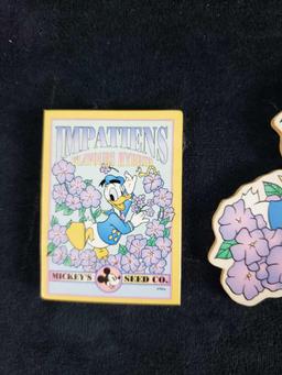Lot of 4 Donald and Daisy Duck Floral Magnets