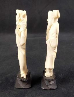 White Resin Figurines Shou Kwan Yin And Lu Xing
