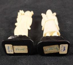 White Resin Figurines Shou Kwan Yin And Lu Xing