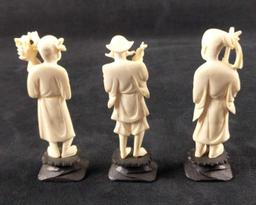 White Resin 3 Figurines Xiangzi Nezha Zhong Kui