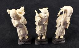 White Resin 3 Figurines Xiangzi Nezha Zhong Kui