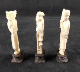 White Resin 3 Figurines Xiangzi Nezha Zhong Kui