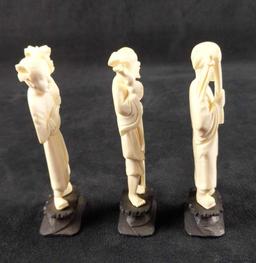 White Resin 3 Figurines Xiangzi Nezha Zhong Kui