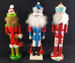 Three Bright And Colorful Wooden Nutcrackers Christmas