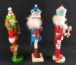 Three Bright And Colorful Wooden Nutcrackers Christmas