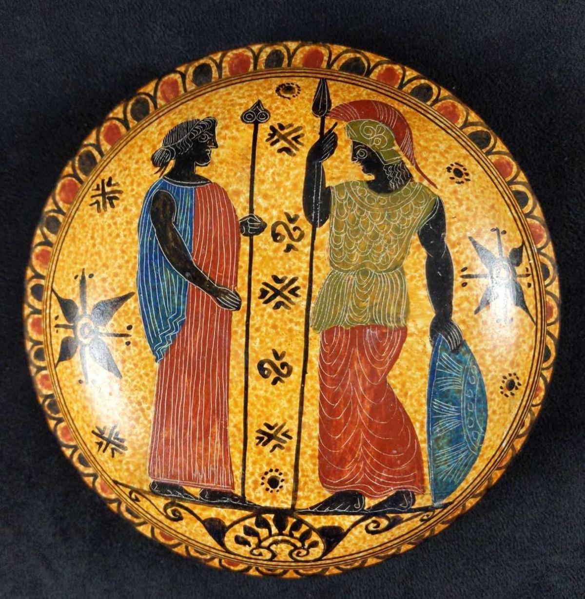 Hand Painted Ceramic Ancient Corinth Style Trinket Box