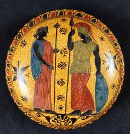 Hand Painted Ceramic Ancient Corinth Style Trinket Box
