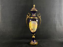 Vintage Hand Painted Porcelain Signed French Sevres Lidded Vase / Urn in 18th Century Style (W3)