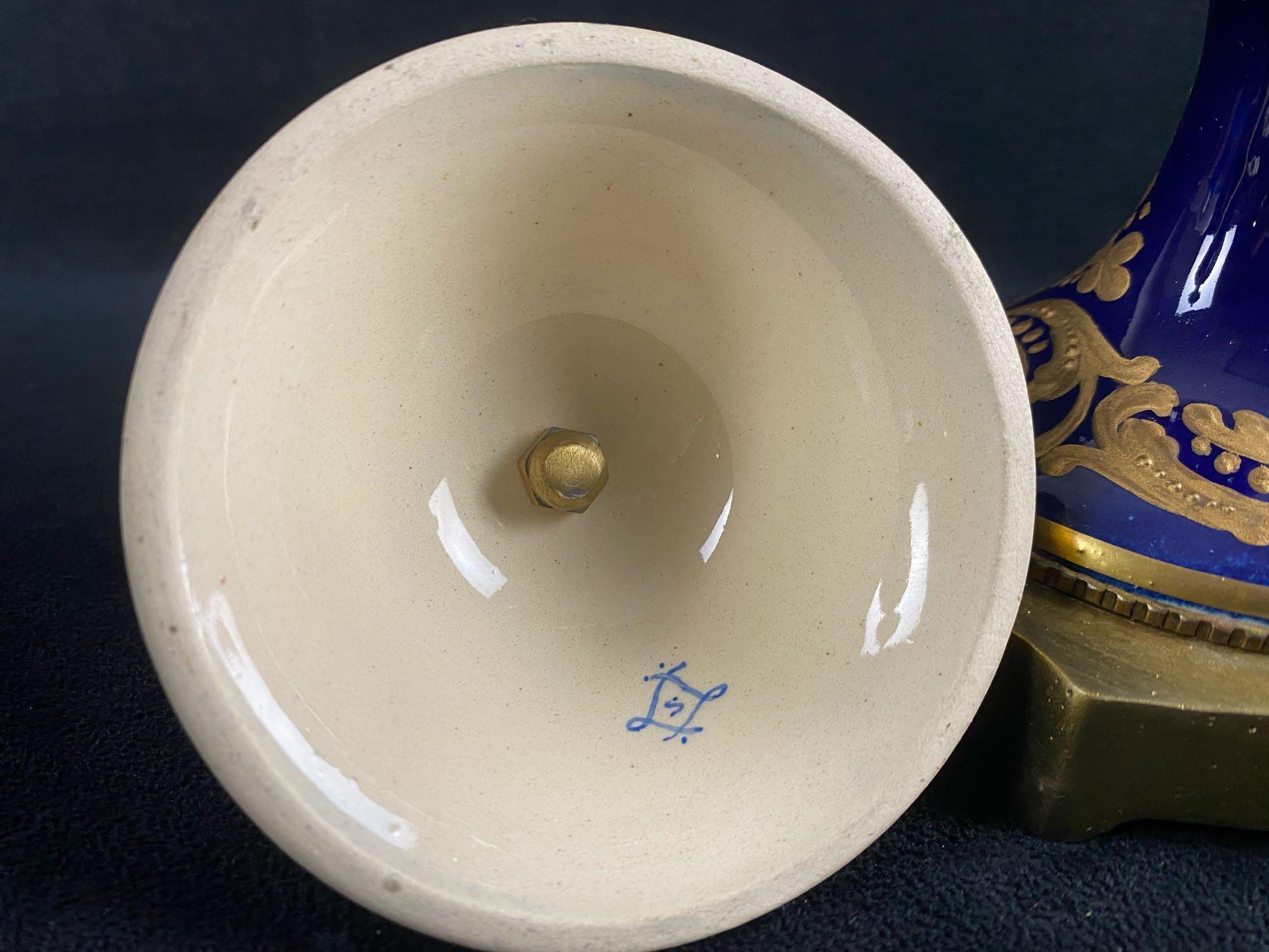 Vintage Hand Painted Porcelain Signed French Sevres Lidded Vase / Urn in 18th Century Style (W3)