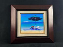 Vintage Original Signed Parker "Seaside" Numbered 124/ 150 Oil painting on Canvas (W3)