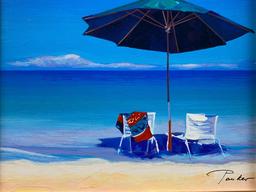 Vintage Original Signed Parker "Seaside" Numbered 124/ 150 Oil painting on Canvas (W3)
