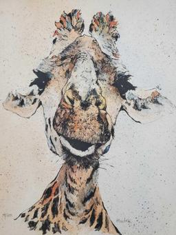 Patricia Giraffe LE Lithograph Print by Samuel Ruder