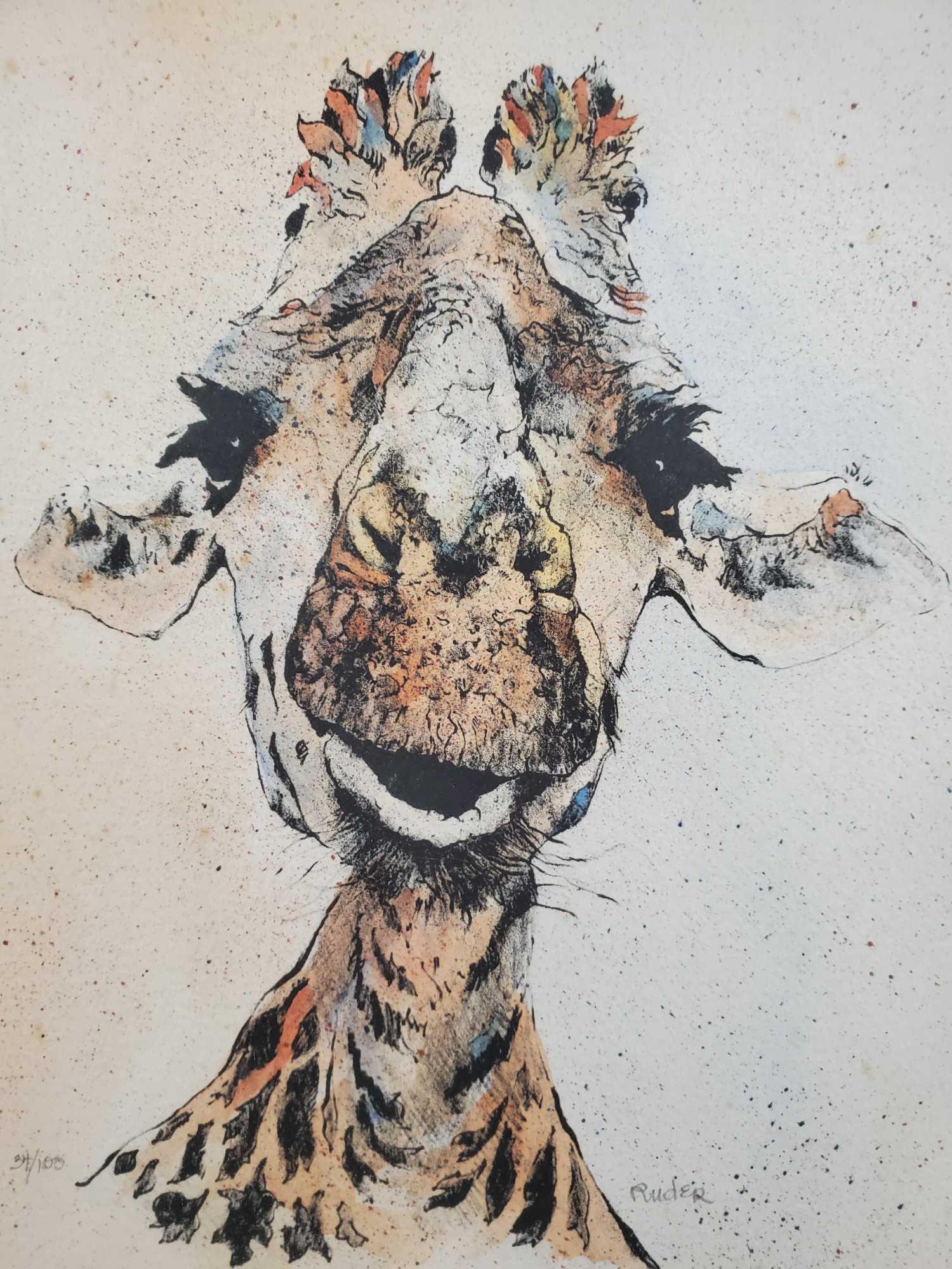 Patricia Giraffe LE Lithograph Print by Samuel Ruder