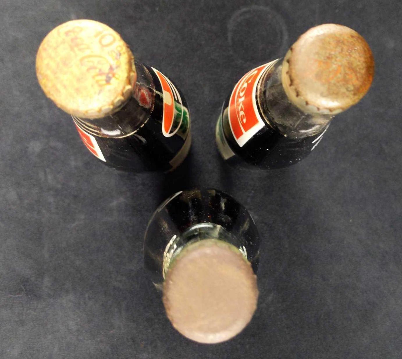 Three Vintage Coca Cola Bottles Gators Rock Eagle