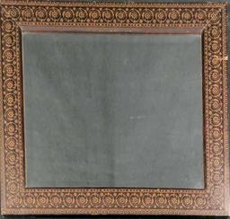 Vintage Wall Mirror W Wooden Frame Floral Pattern