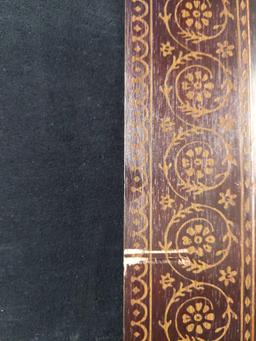 Vintage Wall Mirror W Wooden Frame Floral Pattern