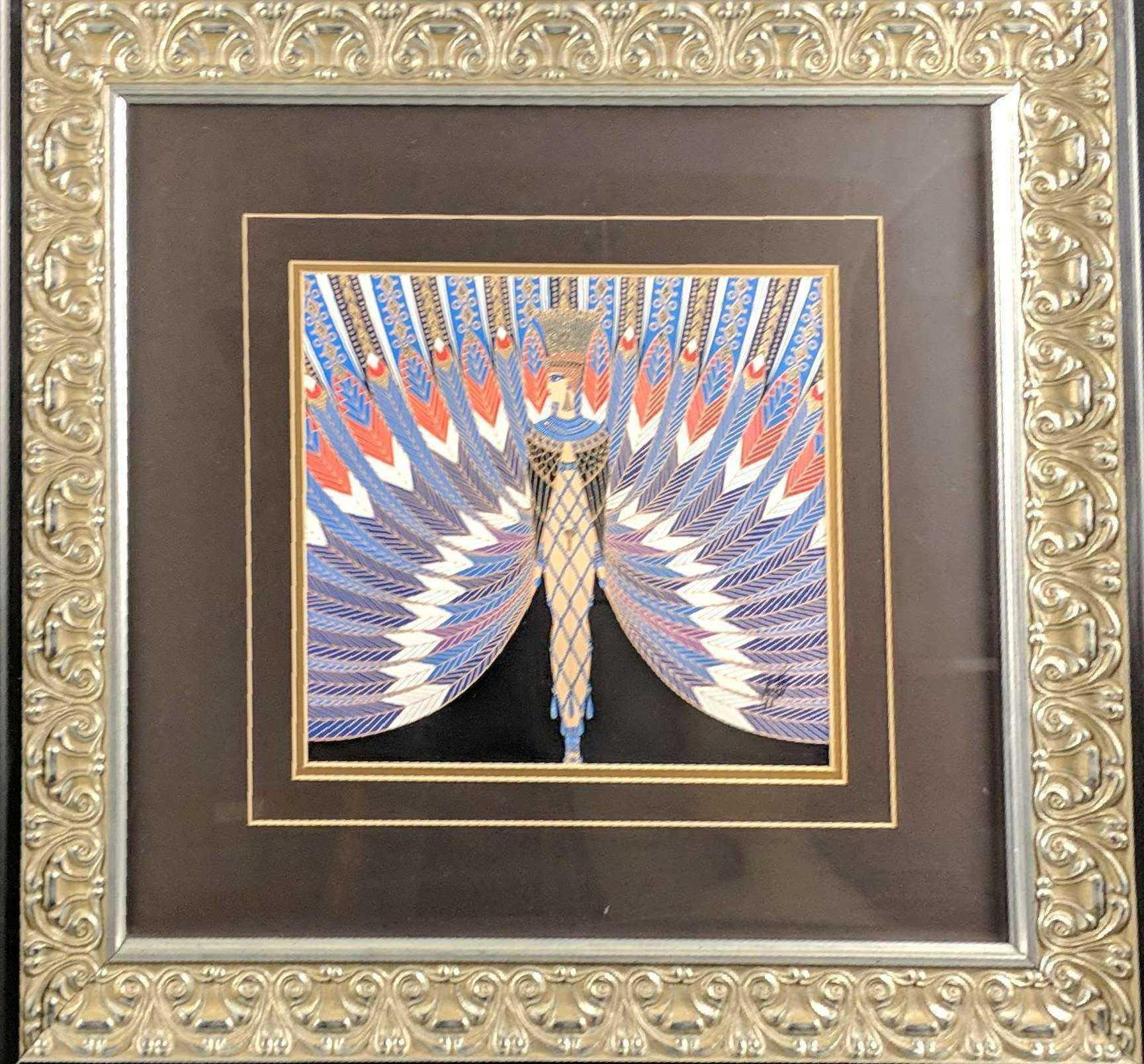 Framed Art Deco Erte The Nile Embellished Print W3