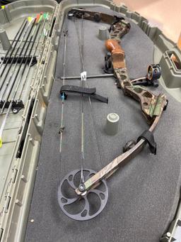 Mathews bow and arrows in hard case