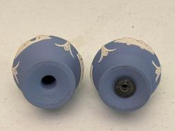 Vintage Wedgewood Blue Jasperware Sugar Bowl & Cream Pitcher with Salt & Pepper Shakers