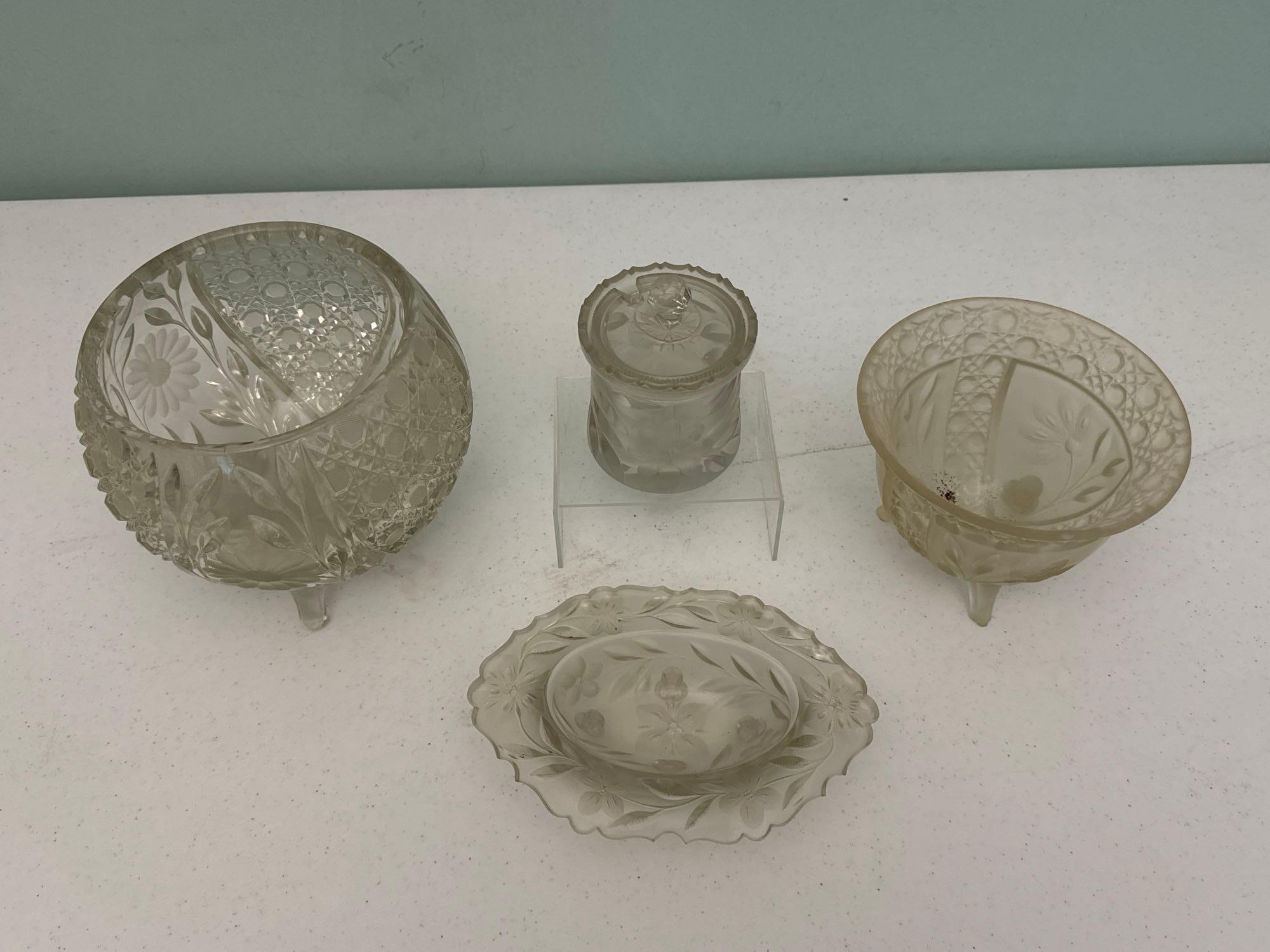 Crystal Cut Glass Bowls & Jar