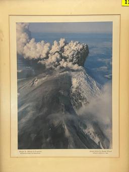 Framed Photographs of Statue of Liberty, The Ocean & Mt. St. Helens in Eruption