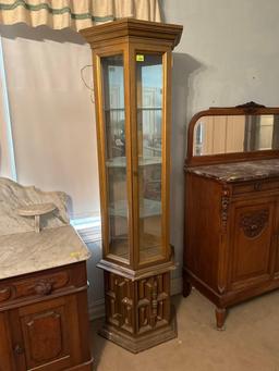 Gold Wood Lighted Curio Cabinet