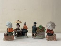 Porcelain Old Man & Women Figurines with Books