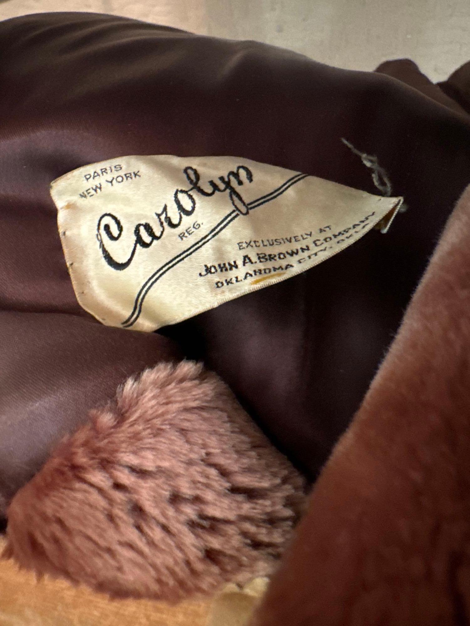 Vintage John A. Brown Carolyn Laskin Mouton Lamb Coat with Bakelite Closure