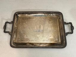 Silver Plate Serving Tray, Gravy Boat & Platter