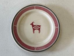 Vintage Santa Fe Dining Car Plate, Antler Folk Art Doll & Soapstone Carved Duck