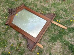 Antique Carved Wood Dresser Mirror