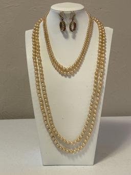 Vintage Synthetic Pearl Necklaces & Earrings