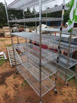 wire metal shelf on casters