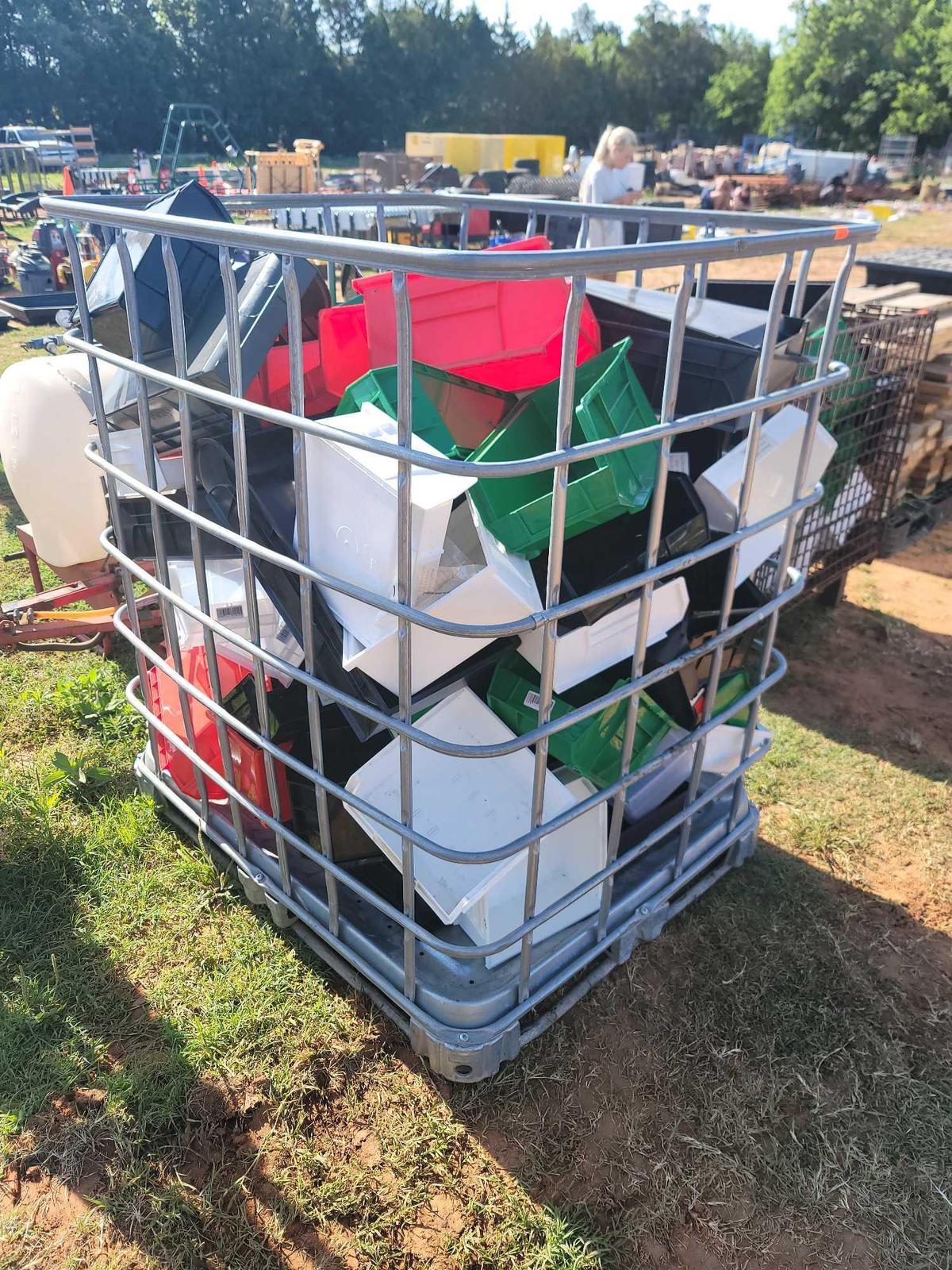 crate full of uline plastic bins