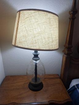 2 matching glass lamps - with similar shades
