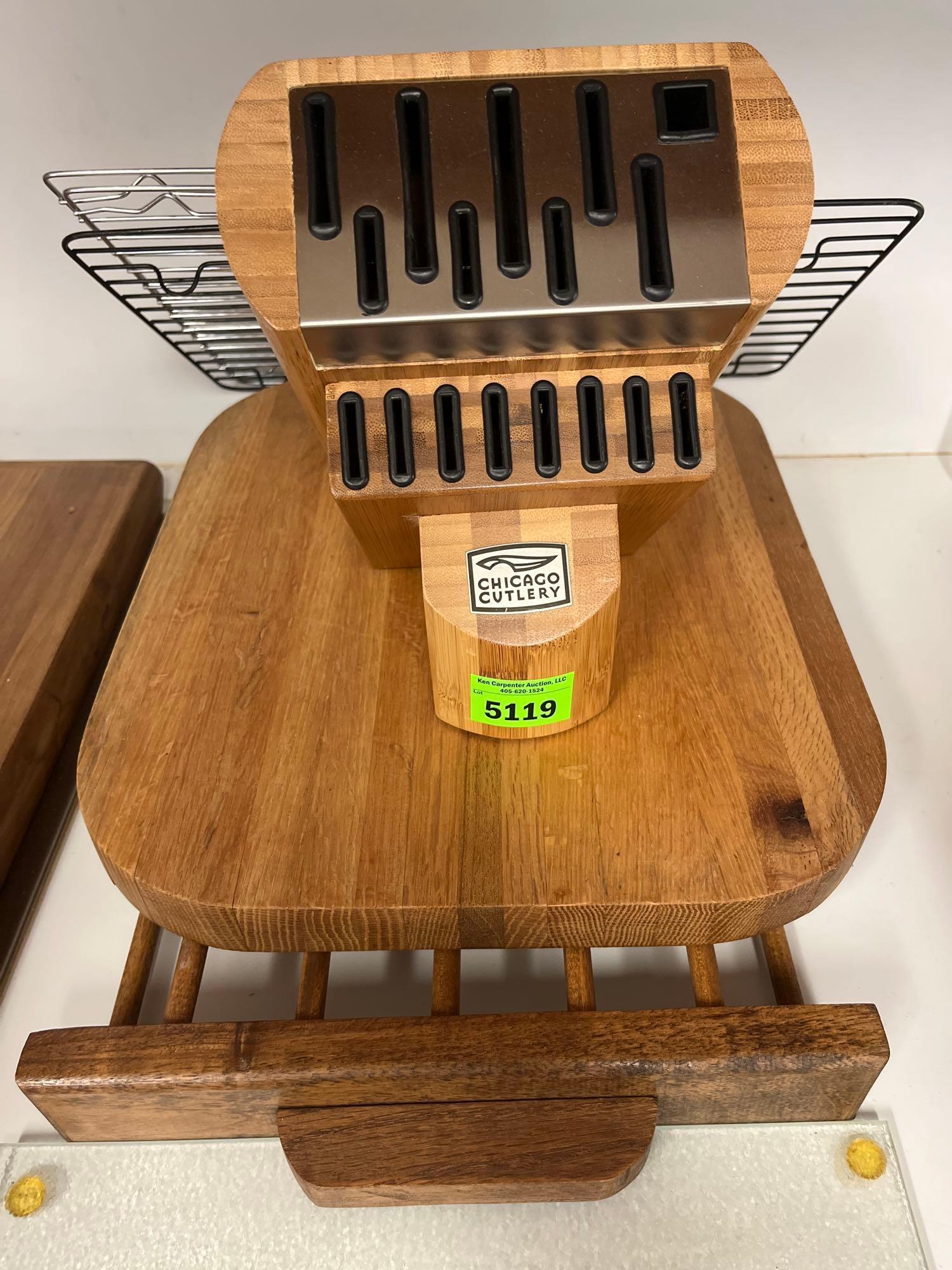 cutting boards, knife holder, cooking racks