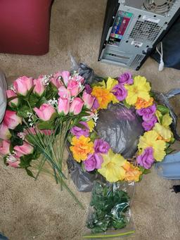 multiple bags of fake flowers, flower reef