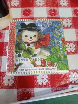 coaster napkin holder cup soap dish soap snowman plate candle holders